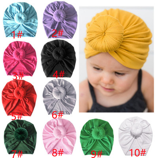 Donut Baby Hat Newborn Elastic Cotton Baby Beanie Cap Multi color Infant Turban Hats baby headband 10 color