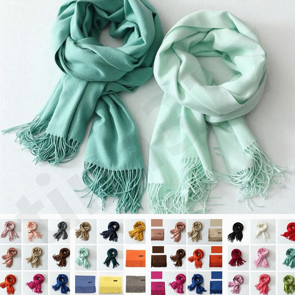 Autumn Winter Thicken Warm Pure Color Long Scarf Tassels Imitation Cashmere Shawl Men and Women Gift Wrap Neckerchief Blankets T7C074