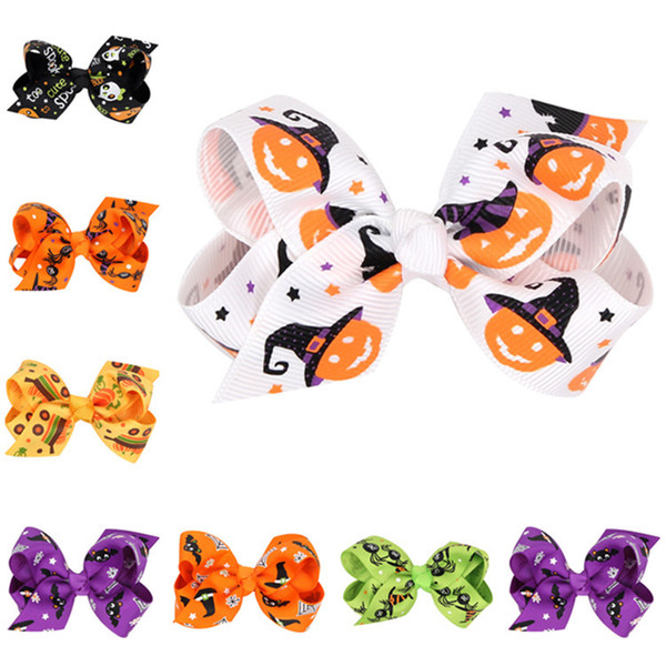 Hallowmas Flower pumpkin hairbows Barrettes girls hairclip Boutique Bowknot Hairpins hair accessories gift GB071