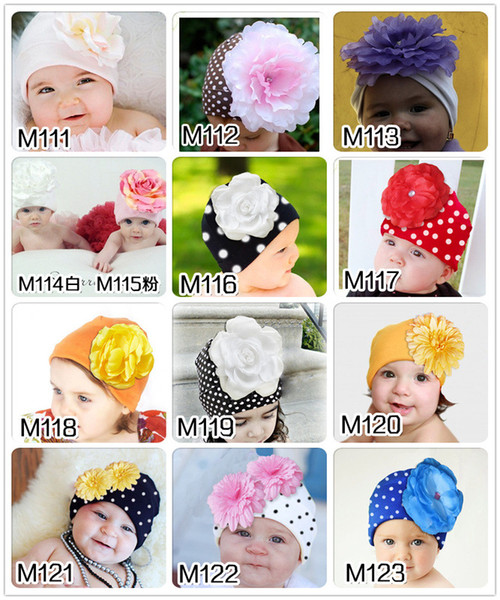 Baby Caps children Hats Girl Big Flower Baby Pile Cap Pile flowers and plants kids flower hat princess hat 12 colors