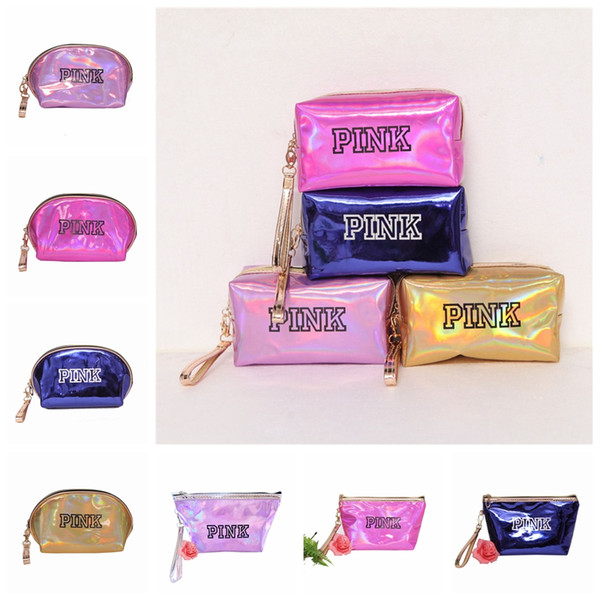 WOMEN pink Laser Cosmetic Bag Makeup Organizers Beauty Necessaries Case Storage Sequin Travel Make Up bag Big Kids Bags 12 Colors 50pcs