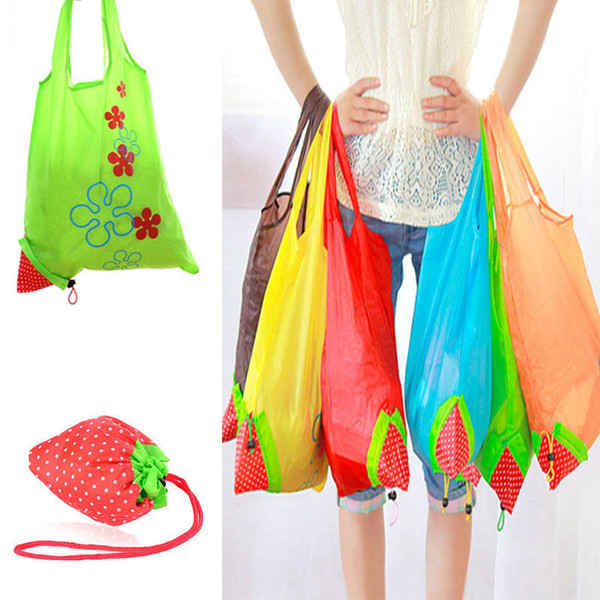 Strawberry Foldable bag Reusable Eco-Friendly Shopping Bags Pouch Storage Handbag Strawberry Foldable Shopping Bags Big Kids Bags 10pcs