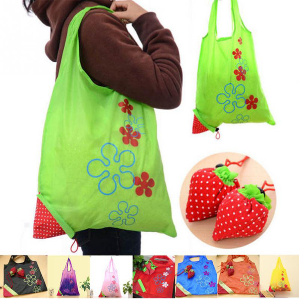 Cute Strawberry Shopping Bags Foldable Tote Eco Reusable Storage Grocery Bag Tote Bag Reusable Eco-Friendly Big Kids Bags 500pcs