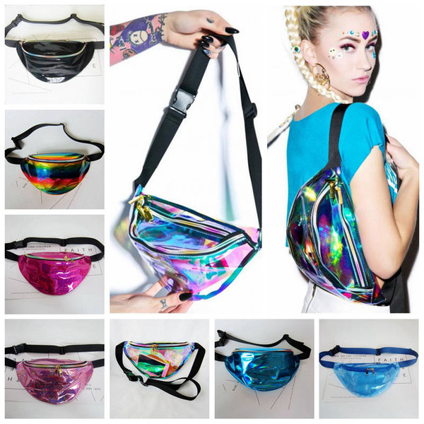 21 Colors 30*16cm Waist Pack Unisex Metallic Silver Fanny Waist Bag Chest Pack Sparkle Festival Hologram Bag Waist Bag Big Kids Purse 50pcs