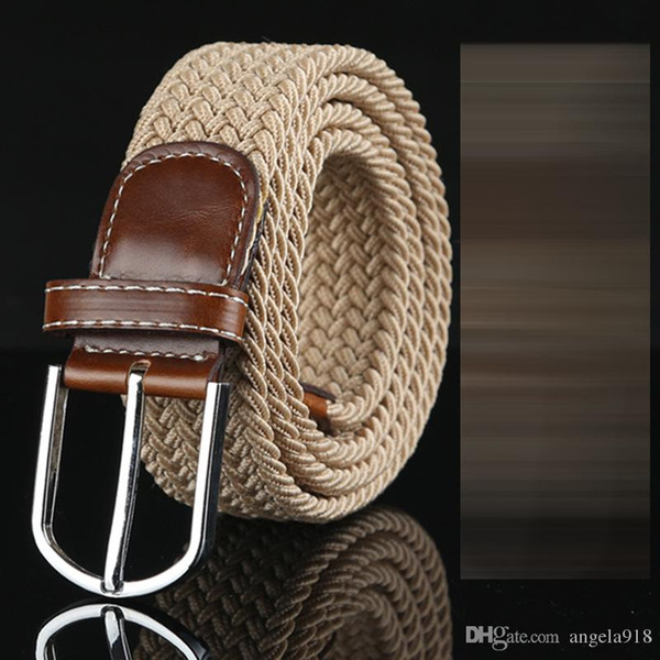 DHL big children Mens Womens Canvas Plain Webbing Metal Buckle Woven Stretch Waist Belt canvas Braided Belts good qulity C281