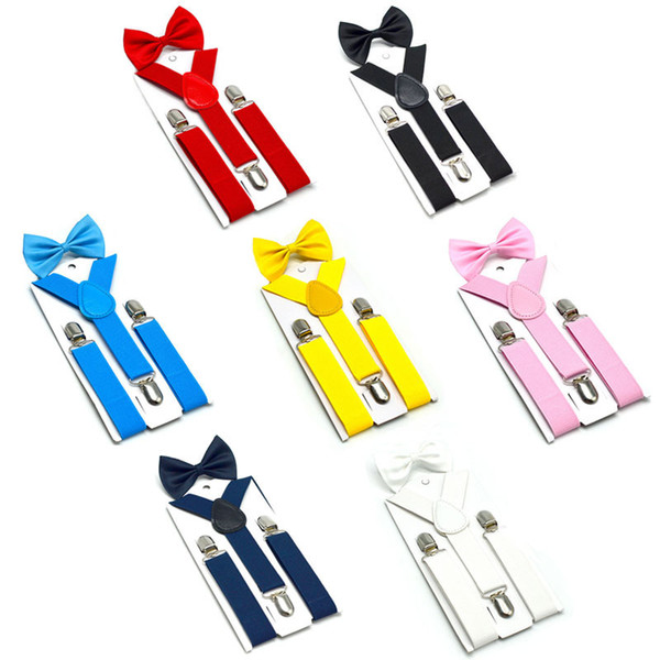 2PCS Set Kids Suspender Tie Set Baby Boys & Girls Braces Elastic Suspenders with Bow Tie Children's Accessories