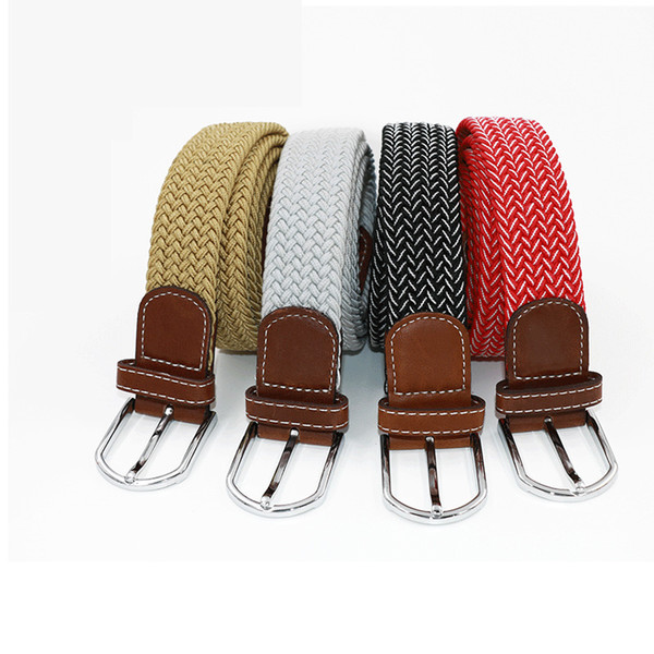 DHL 2020 new 80 colors Mens Womens Canvas Plain Webbing Metal Buckle Woven Stretch Waist Belt canvas Braided Belts good qulity C281