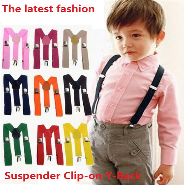 Newest 35colors Children Clip-on Adjustable Elastic Pants Y-back Suspender Braces Belt children Black BOYS/GIRLS Suspender Kids strap 0382