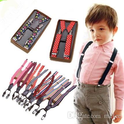 Kids Suspenders Y-Back Adjustable Elastic Clip-on Brace Belt Elastic Suspender with 4 Metal Clips solid colors animla print stripe