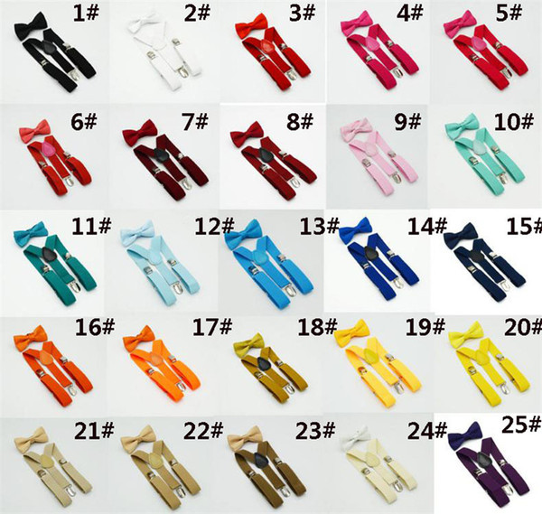 32 colors Kids Suspenders Bow Tie Set for 1-10T Baby Braces Elastic Y-back Boys Girls Suspenders accessories dc245