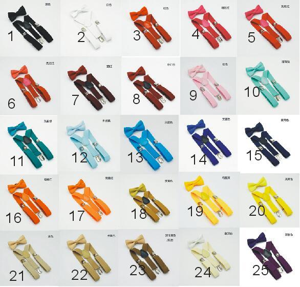 32 colors Kids Suspenders Bow Tie Set for 1-10T Baby Braces Elastic Y-back Boys Girls Suspenders accessories (Package: Paper card + opp bag