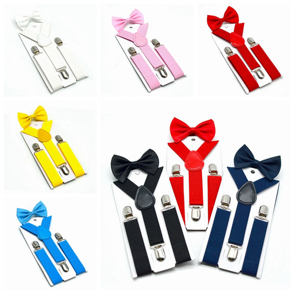 Kids Suspenders Bow Tie Set 7 Colors Boys Girls Braces Elastic Y-Suspenders with Bow Tie Fashion Belt or Children Baby Kids HHA461