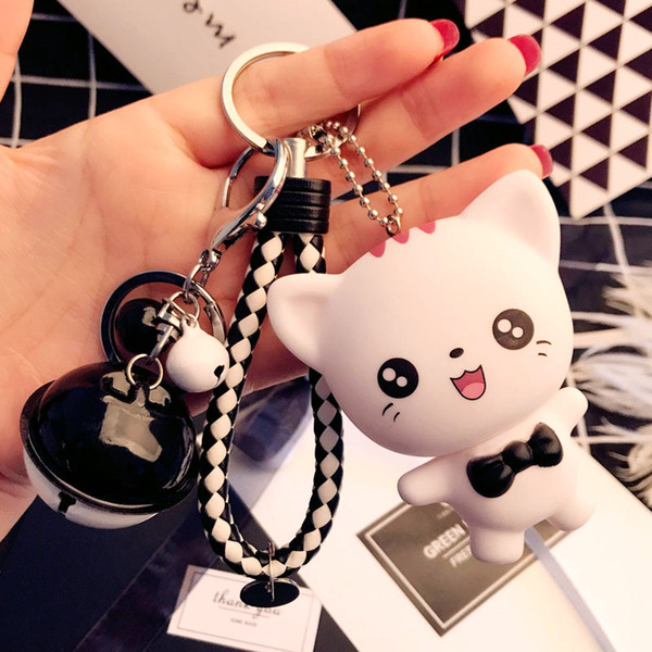 Cute baby cartoon bear bag hang decoration fashion car pink rabbit pig cat panda wolf key chain pendant couple gifts Hot Sales Keychain 2020