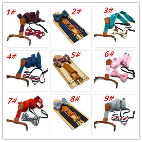 2019 New Arrivals Children Adjustable Lattice Suspenders Baby Plaid Striped Braces Kids Strap Clip With Bow Tie 9 Colors Belts