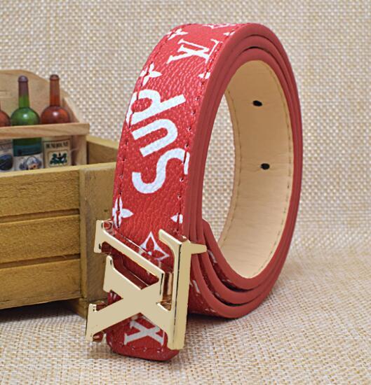 Newest SUP+V fashion hot brand buckle kids belt luxury designer PU children belts boys girls high brand leisure waistbands