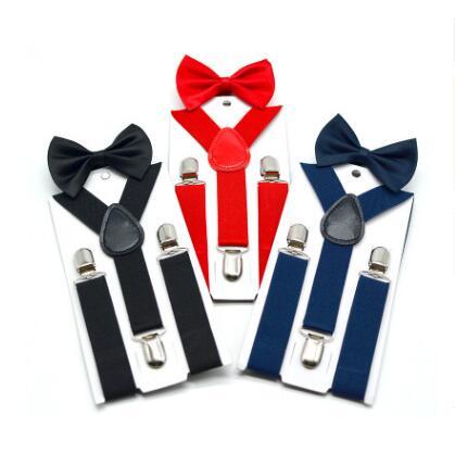 Kids Suspenders With Bowtie Bow Tie Set Matching Ties Outfits 7 Colors Adjustable and Elasticated Hot Sell Gifts Free Shipping