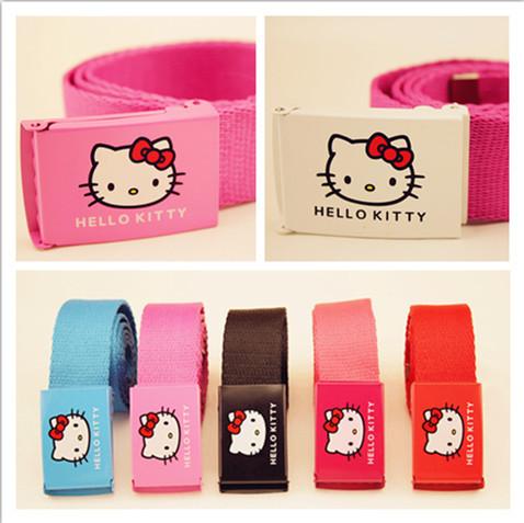 Girls Hello Kitty Belt Kids Hello Kitty Canvas Strap Cartoon Girl Straps Children Elastic Belts Automatic Buckle 13 Styles