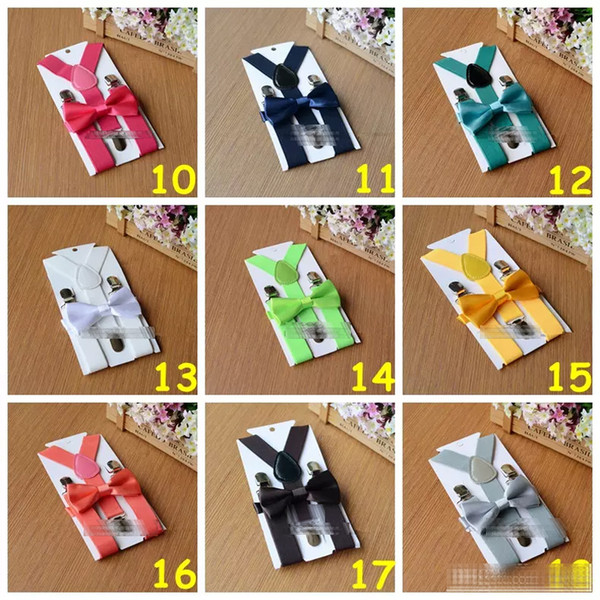 26 Colors Hot Sell New Arrival Kids Suspenders + Bow Tie Set for 1-10T Baby Braces Elastic Y-back Boys Girls Suspenders Accessories XT