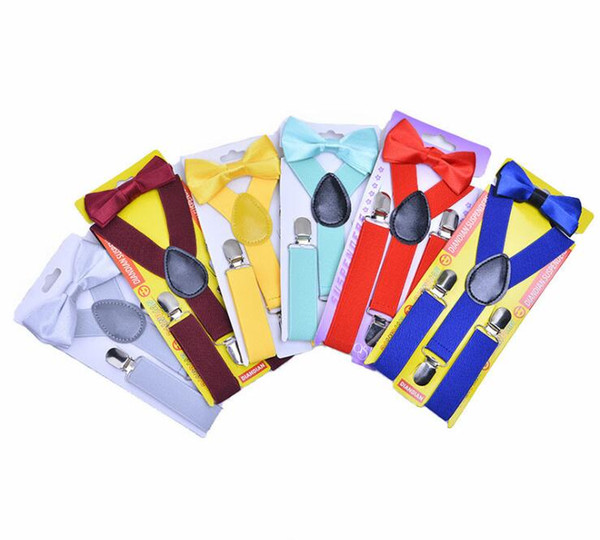 Hot sale Kids Suspenders Bow Tie Set for 1-10T Children Braces Elastic Y-back Boys Girls Suspenders accessories 23colors fast shipping