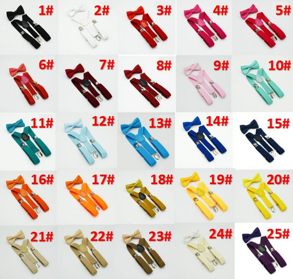 Kids Suspenders and Bow Tie Set for 1-10T 32colors Baby Braces Elastic Y-back Red Pink Black Blue Boys Girls accessories