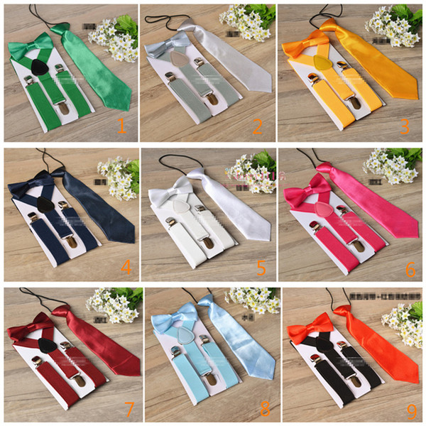 Kids Suspenders Bow Tie Set for 1-10T Baby 17 colors Boys Girls Suspenders accessories Braces Elastic Y-back LC677