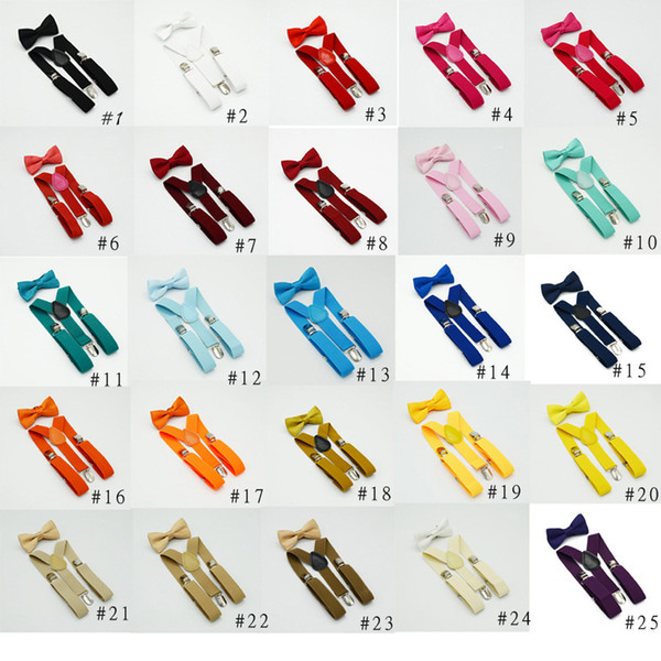 32 colors Kids Suspenders Bow Tie Set for 1-10T Baby Braces Elastic Y-back Boys Girls Suspenders accessories 0601758