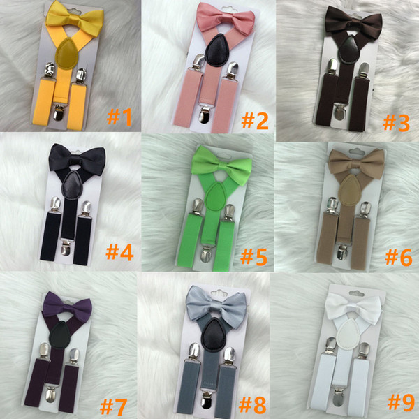 Kids Suspenders Bow Tie Set for 1-10T Baby Braces Elastic Y-back Boys Girls Suspenders accessories 23 colors