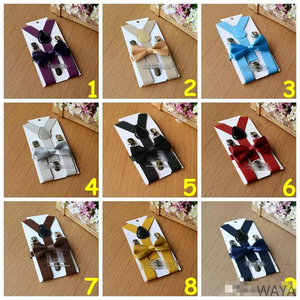 26 Colors Kids Suspenders Bow Tie Set for 1-10T Baby Braces Elastic Y-back Boys Girls Suspenders Accessories