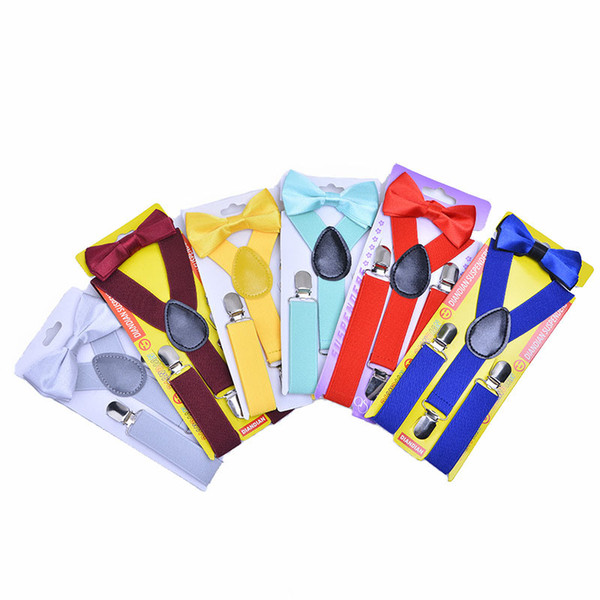 High Quality Cute Kids Suspenders Bow Tie Set for 1-10T Baby Braces Elastic Y-back Boys Girls Suspenders accessories