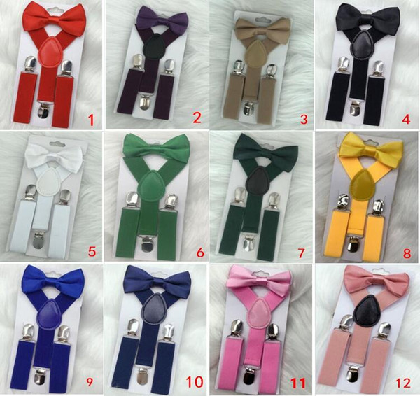 23 colors Kids Suspenders Bow Tie Set for 1-10T Baby Braces Elastic Y-back Boys Girls Suspenders accessories