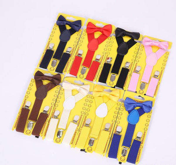 HOT Kids Suspenders Bow Tie Set for 1-10T Baby Braces Elastic Y-back Boys Girls Suspenders belt accessories B569