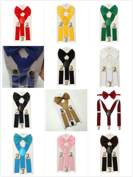 12 Colors Kids Suspenders Bow Tie Set for 1-10T Baby Braces Elastic Y-back Boys Girls Suspenders Accessories Children Belts