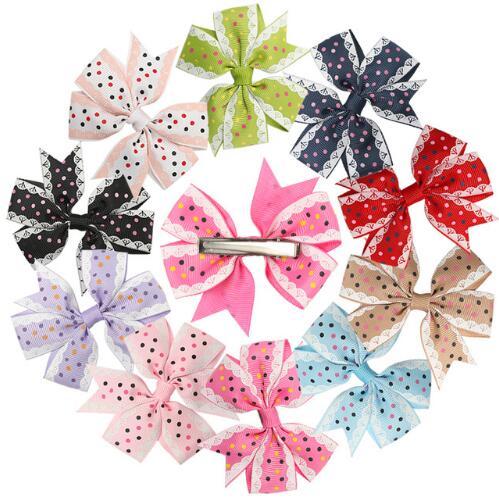 2018 New Dot 3 inch Children Grosgrain Ribbon Bows WITH Clip Boutique Bows DIY Hair Accessorises For Baby Girls