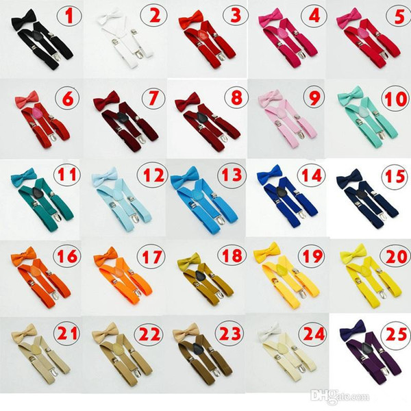 32 colors Kids Suspenders Bow Tie Set for 1-10T Baby Braces Elastic Y-back Boys Girls Suspenders accessories K0077