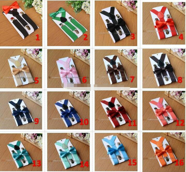 26 colors Kids Suspenders Bow Tie Set for 1-10T Baby Braces Elastic Y-back Boys Girls Suspenders accessories