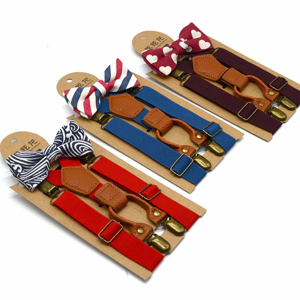 Baby Boy's Kids Bow Ties Sets Baby Boys Wedding Matching Braces Suspenders and Luxury Bow Tie Set