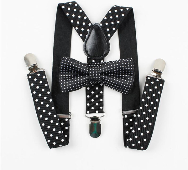 Boys Gilrs Suspender Bowties Set For Children Wedding Bowties Suspenders Baby Kids Polka Dots Bow Ties Braces Belt free shipping 2018 new