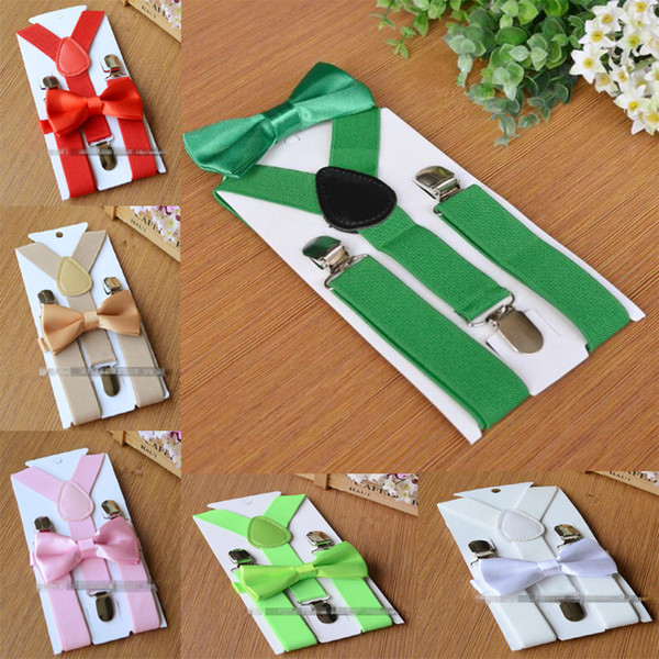 34colors Kids baby Suspenders Bow Tie Set Boys Girls Suspenders accessories Kids perform Sets for 1-10T Baby Braces Elastic Y-back FS013