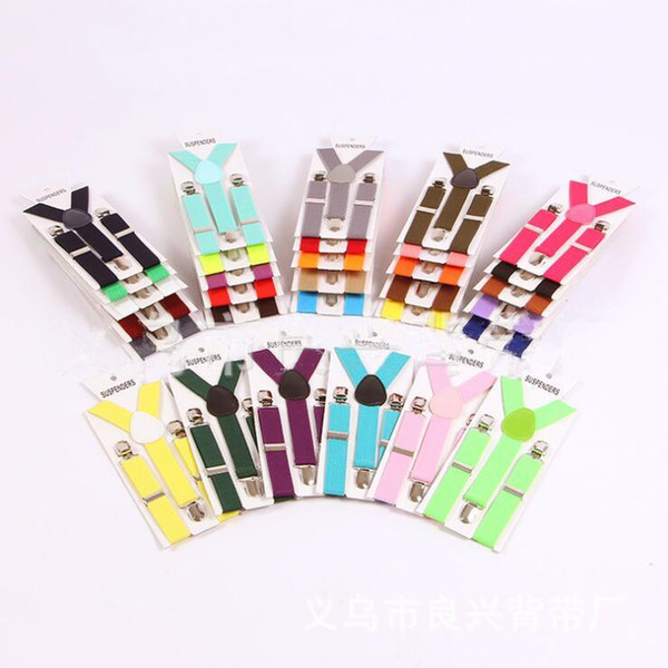 31 Color Fashion Kids Adjustable Solid Suspenders Children Baby Boys Girls Belts Toddler Straps 4 Clips 2.5*65cm