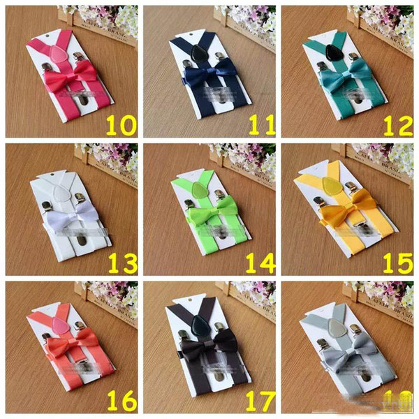 2018 new colors Kids Suspenders Bow Tie Set for 1-10T Baby Braces Elastic Y-back Boys Girls Suspenders accessories 26 colors