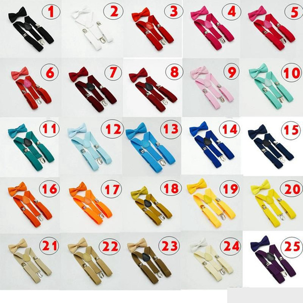 Children's Day Kids Suspenders Bow Tie Set for 1-10T Baby Braces Elastic Y-back Boys Girls Suspenders accessories 32 colors fo choose 512