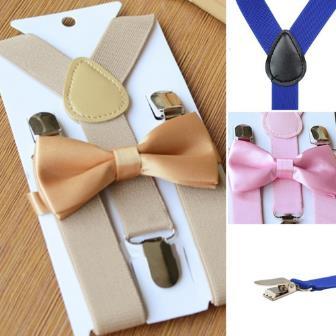 Baby Girl Boy Suspenders Adjustable Y-shape Clip-on Unisex Suspenders Braces Kids Suspender + Bow Tie Wedding Suit Party GOITPR