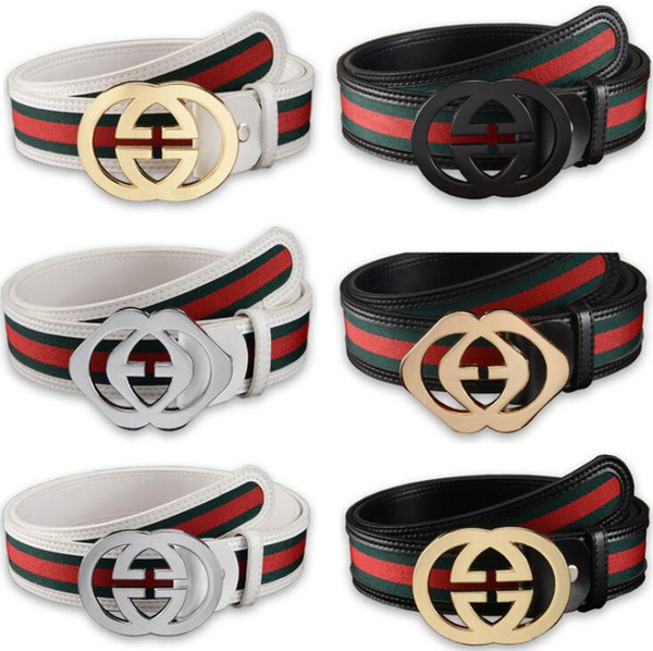 Striped Brand Belts 30 Styles G Letter Smooth Buckle Men Belt Striped Letter Sliver Gold Black Outdoor Belts LJJO6799