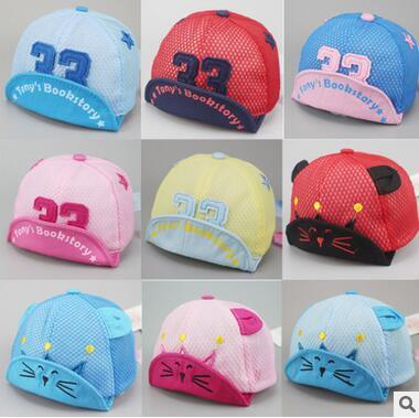 Hot Selling Cartoon Cotton Mesh Cap For Baby Kids Hat Light Cute Sun Cap Cheap Hats Children Contrast Cap Kindergarden Hats