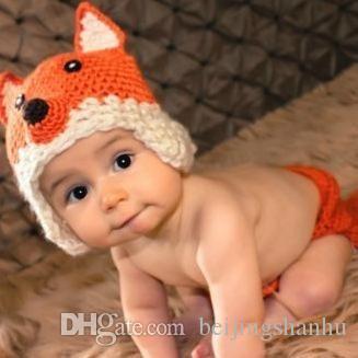 set Handmade outfits newborn infant baby boy Girl Animal Beanie Costume photography props knitted hats caps 0-6Month