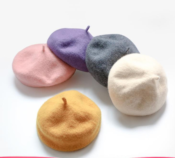 New fashionable 3-5-year-old outdoor wool Berets for boys and girls in autumn and winter