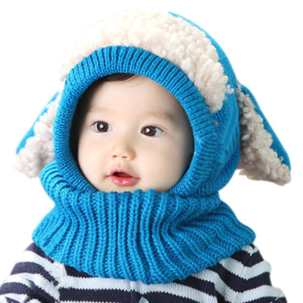 2016 Hot Winter Baby Hat and Scarf Joint Rabbit ear Animal Crochet Knitted Caps for Infant Boys Girls Kids Warm Hats