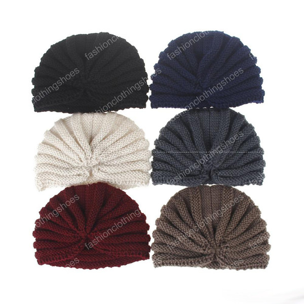 Women Solid Color Wool Knitted Caps Women Men Winter caps Knitted Wool Cap Unisex Folds Casual Beanies Hat Solid Color Skull Beanie Hats