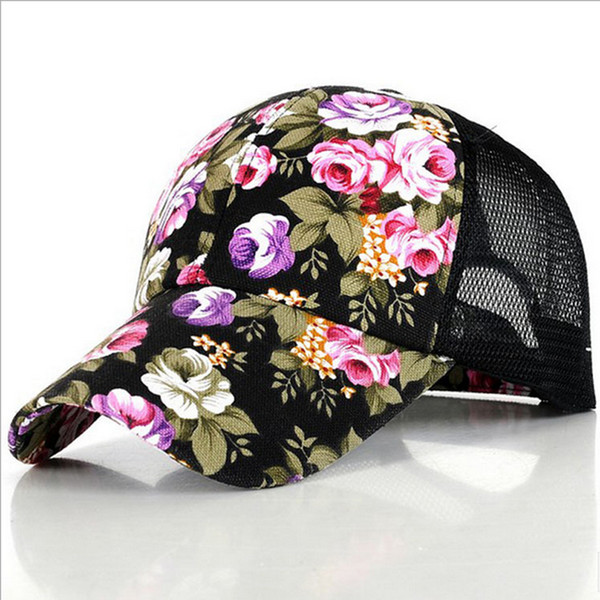 2017 The new female floral hat baseball cap mesh cap spring and summer sports and leisure sun visor sun hat snapback cap