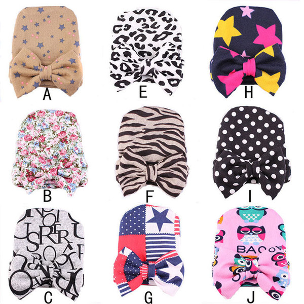 9 Colors European Style Children Spring Auutmn Knitted Hats Newborn Knit Beanie Hats Baby Boy Girls Wool Big Bownot Caps